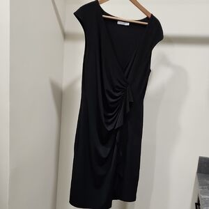 Ricki's Black Sleeveless Draped Midi Dress with Side Gather